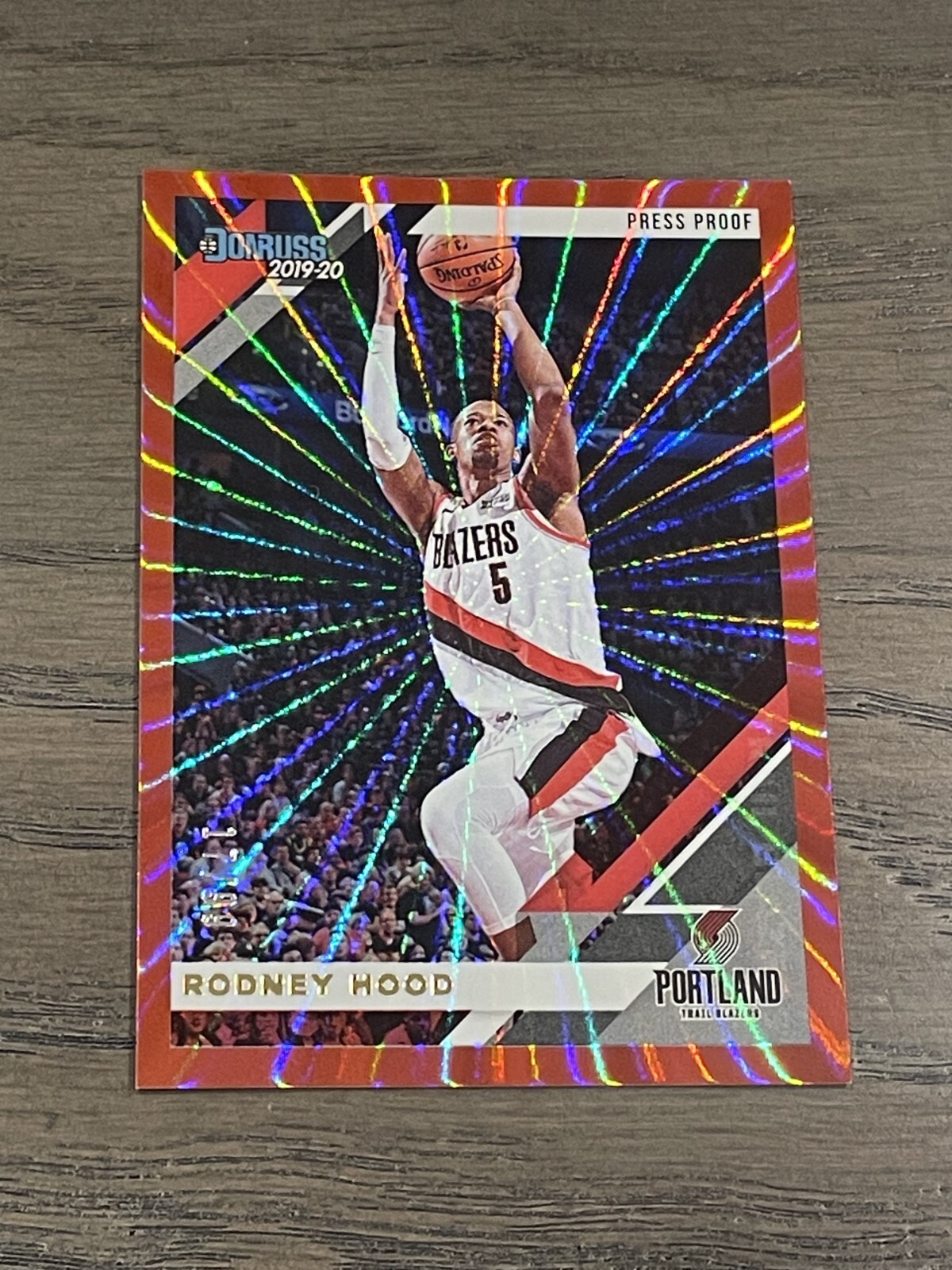 2019-20 Donruss Press Proof Red Laser Rodney Hood #168 Blazers /99