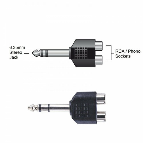 Cable adaptador divisor de audio divisor hembra conector estéreo de 6,35 mm macho a 2x doble RCA fono hembra - Imagen 7 de 7