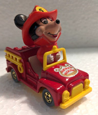 Vintage Mickey Mouse Fire Truck Walt Disney Tomy Die Cast Made in Japan EUC