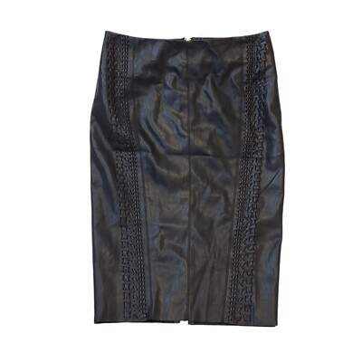 River Island Black Faux Leather Pencil Skirt Women's UK 10 M W30