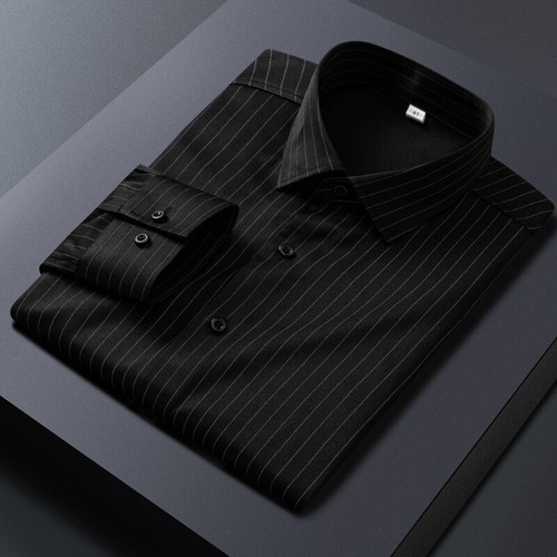 Mens Dress Shirts Long Sleeves Business Elastic Fiber Non Iron Casual Shirts Top - Picture 13 of 27