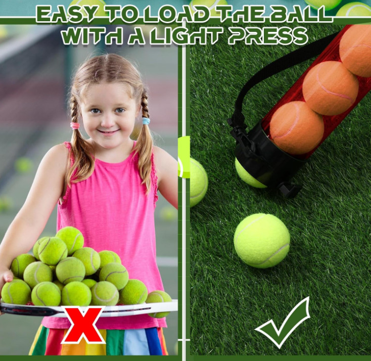 2 Pcs Tennis Ball Pick up Tube with Shoulder Strap Lightweight Ball Collector...