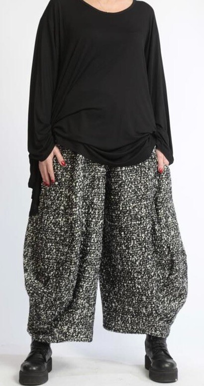 PLUS SIZE BLACK/GREY/WHITE WOOL BLEND 2 POCKETS BALLOON WARM PANTS Size XL-XXXL - Picture 2 of 5
