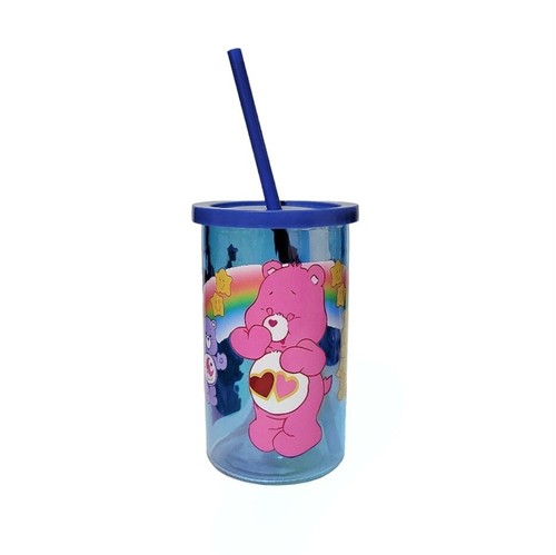 Care Bears Blue Glass Tumbler Cup 16oz Pink Custom Design - Picture 2 of 5