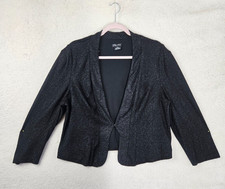 City Chic Women Suit Small Black Poly Blend Long Sleeve Shoulder Pad Blazer Fit