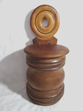 Antique Staved Treenware Wood Salt Box circa 1800's