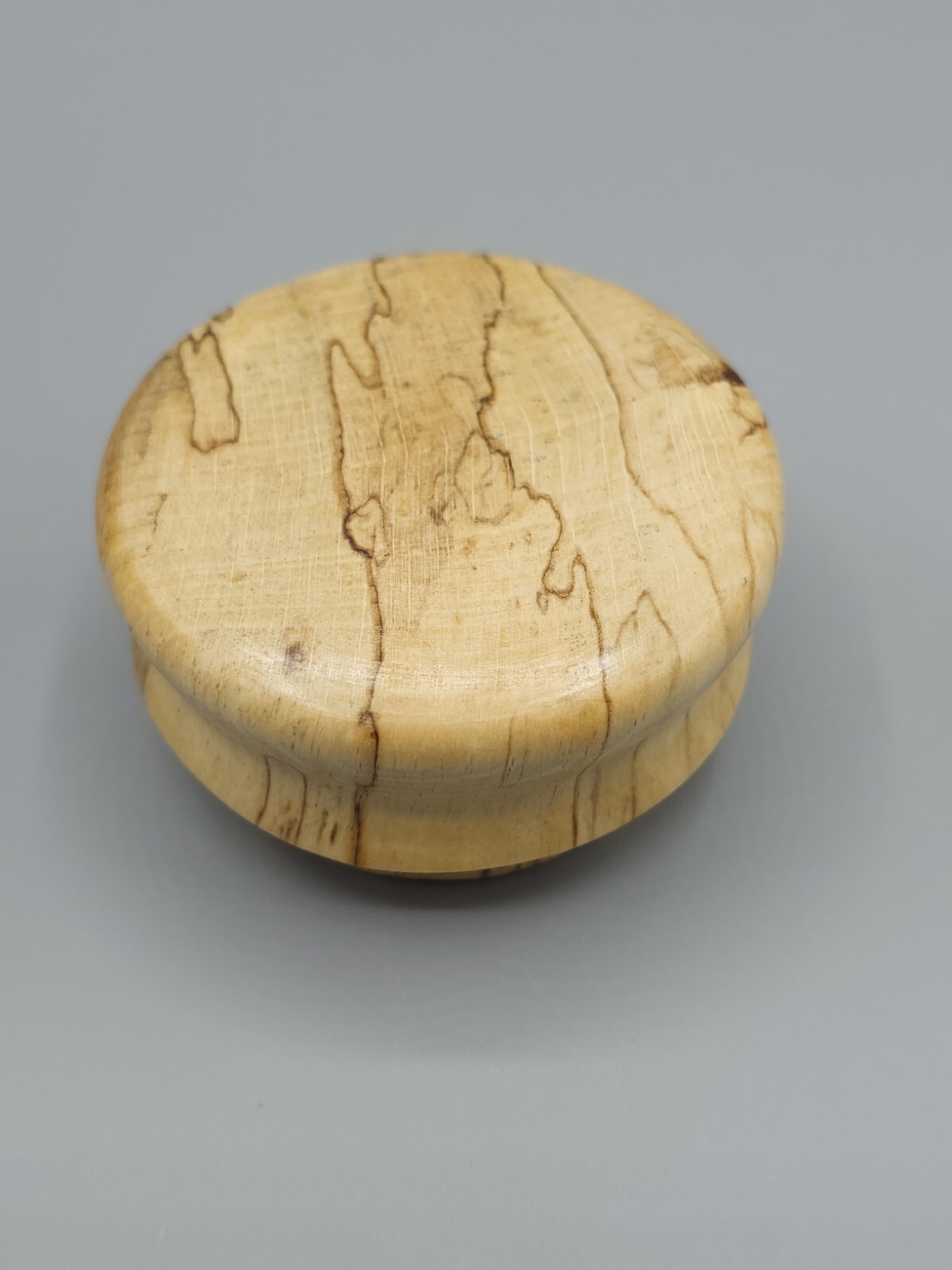 Wooden Container Jar W/Lid  Decorative Spiral Carved Two-Tone Design Apprx 7.5"H