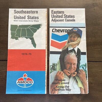 Amoco Chevron Vintage Road Maps Bundle Of 2 South East And Eastern