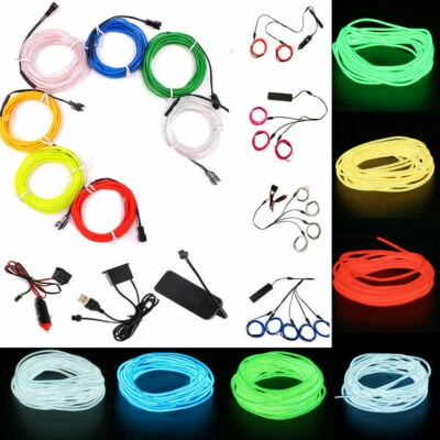 LED EL Leuchtdraht Wire Kabel Neon Lichtschnur LED Licht Glühen Draht Lichteff - Bild 1 von 4