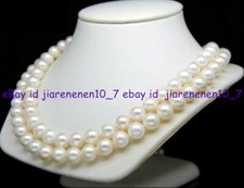 Genuine 8mm White Shell Pearl Round Beads Necklace Long 36inch Not Pearl