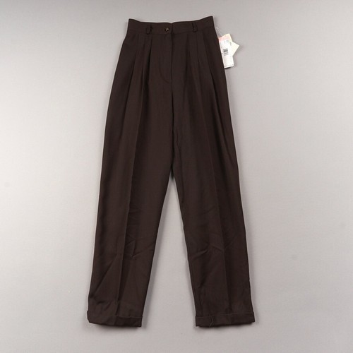 Vintage Jones New York Wool Pants 4 Brown High Waisted Pleated Cuffs 80s 90s NWT
