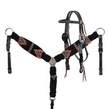 Showman Skyfire Pony Sized Mohair Browband Horse Headstall and Breastcollar Set