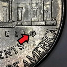 2015-P Jefferson Nickel Circulated Die Chip "O" of "Monticello" Error/Variety