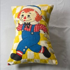 VTG Raggedy Andy Pillow Case w/ Insert 15" x 10.5" Yellow Checker Classic Doll