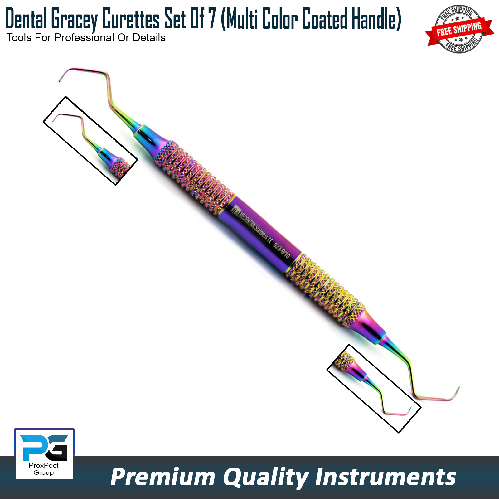 DENTAL MULTI COLORFUL COATED GRIP GRACEY CURETTES PERIODONTAL ROOT