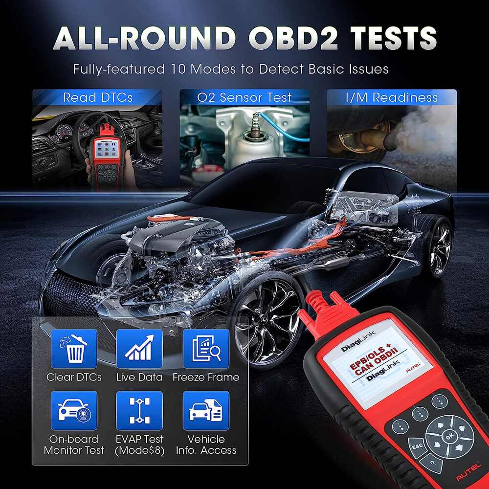 Scanner OBD2 Autel DiagLink MD802 avec réinitialisation complète des modules ABS et SRS