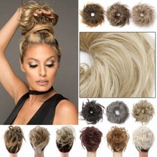 Real Curly Messy Bun Hair Piece Scrunchie 100 Natural Hair Extensions Blonde US