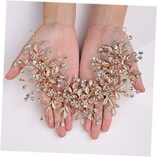 Hair Band - Wedding Bridal Big Flower Vine Leaf Headband Rhinestone Gold