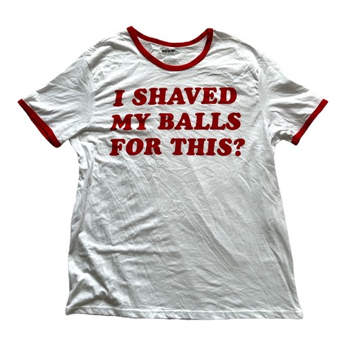 Ringer T-Shirt "I Shaved My Balls For This?" White & Red DC Birds Of Prey XL