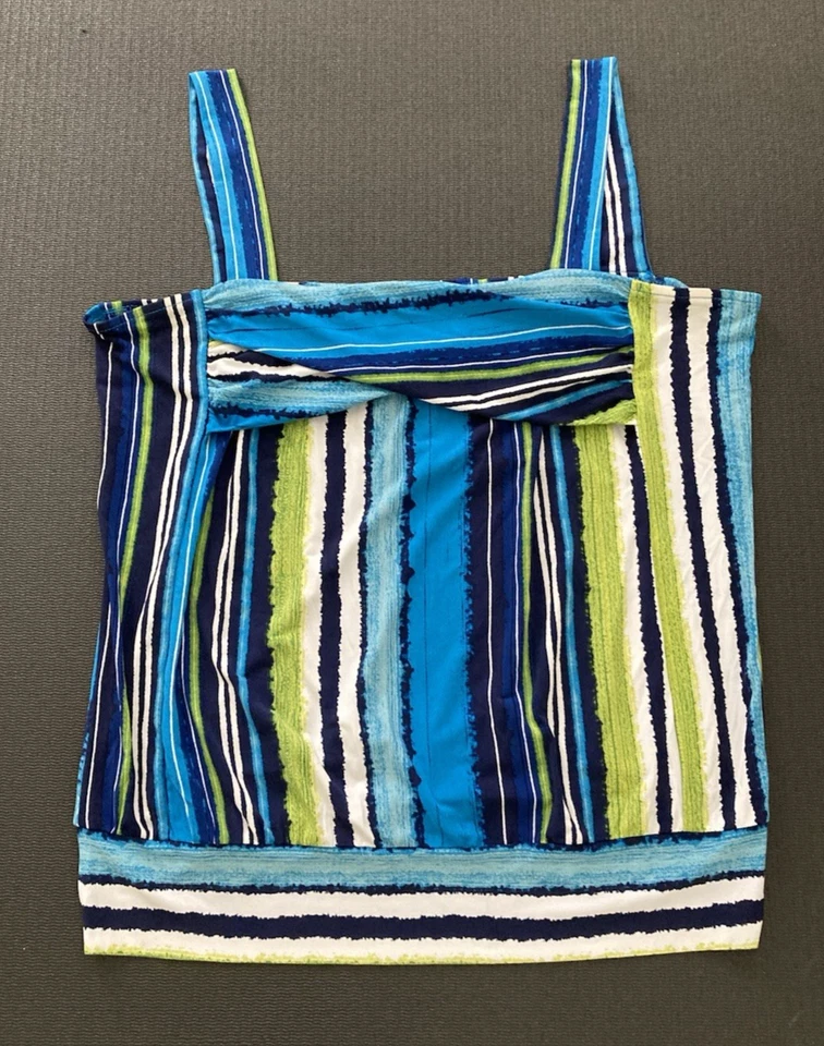 Camiseta sin mangas Axcess by Liz Claiborne para mujer azul, verde y blanco a rayas talla XL Foto 4 de 4