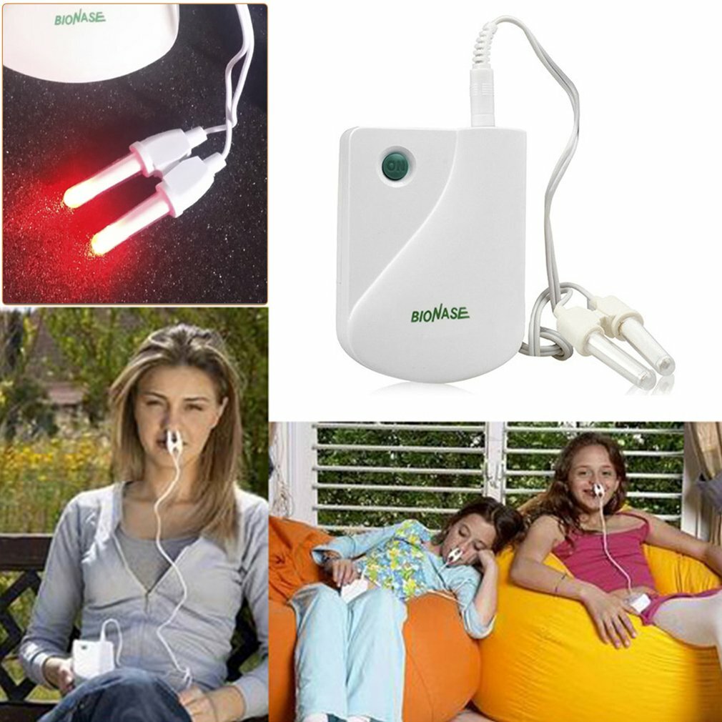 Appareil de soins du nez BioNase blanc avec double sonde nasale de photothérapie