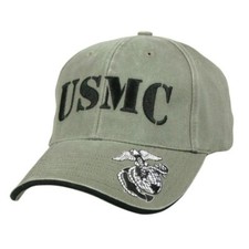 USMC Military Green Cover- Marine Corps EGA Olive Drab Embroidered Baseball Hat