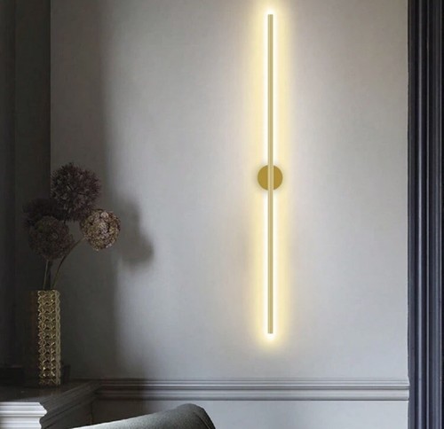 1Pc Golden Minimalist Wall Light Stylish Modern Lamp Warm Light 3000K Bedroom - Picture 3 of 4