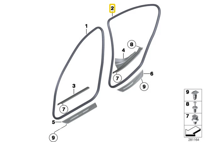 1 tira de sellado de goma trasera izquierda o derecha para BMW F10 520i 528i 530i Foto 3 de 4