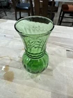 Anchor Hocking Vintage Green Glass Vase Ribbed Swirl Rope 6.5" USA Made