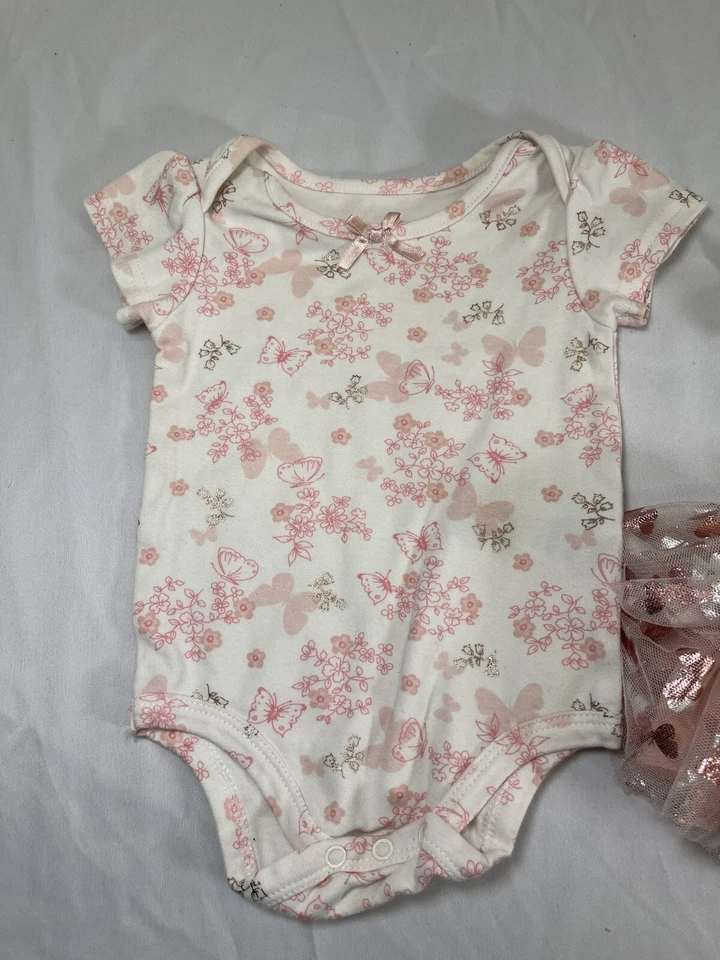 Conjunto de mariposa para principiantes de bebé body top falda de encaje moño de pelo niñas 18 meses Foto 2 de 4