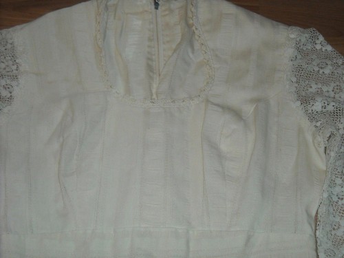 DE COLECCIÓN AÑOS 60 70 MUJER S BLANCO ALGODÓN MANGA ENCAJE PRINCESA CAMPESINA HIPPIE VESTIDO DE NOVIA - Imagen 5 de 10