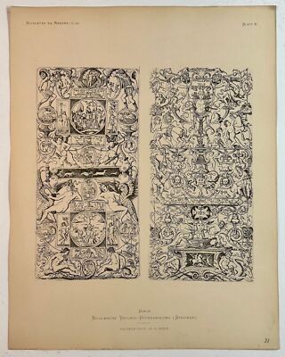 19th Century Decorative Art Ornament Lithograph Portfolio Print Germany 1877 #31