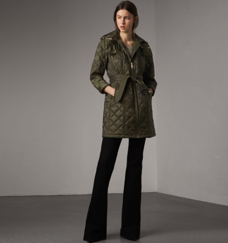 Hooded Belted Quilted Coat | eBay