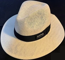 Panama Jack Original IVORY Canvas HAT w/Black Trim MEDIUM SPF 50+ Sun Protection