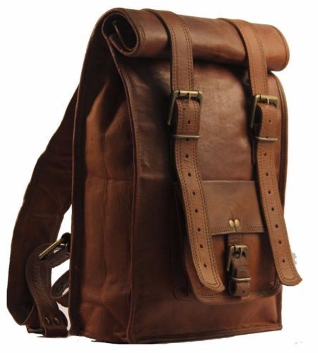 Leather Roll Bag S Men Backpack Genuine 