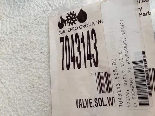 7043143 Sub-Zero Refrigerator Water Inlet Valve BIN16 2025