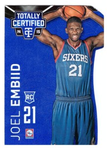 2014-15 Totally Certified Platinum Mirror Blue Die Cuts #143 Joel Embiid /74 RC