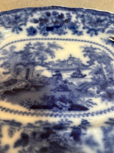 Fairy Villas Flow Blue 10" Platter - W. Adams Co. China England c.1900 - Picture 2 of 9