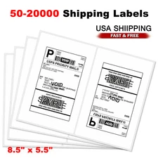 50-20000 Shipping Address Labels 8.5x5.5 Half Sheets Self Adhesive 2 Per Sheet