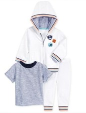 First Impressions Boys 3 Piece White Hoodie Pants  T-Shirt Set Size 6/9M