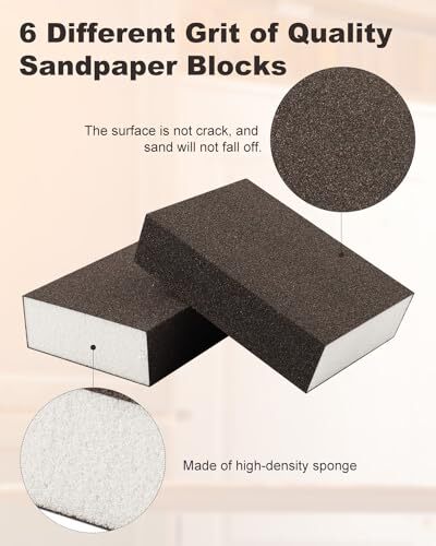 60 Pack Sanding Blocks, Washable and Reusable Sanding Sponge Fine 60 Pcs - Bild 4 von 7