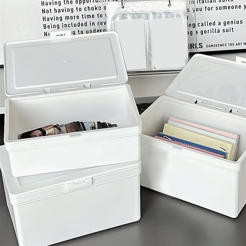Home Organization Sundries Storage Desktop Organizer Dustproof Box White INS ☋ - Picture 3 of 18