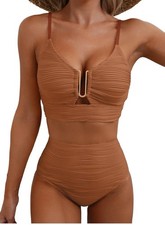2 Piece Bestselling Bikini Set U-Wire Cutout Swimsuit High Waisted Textured M