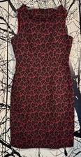 Anne Klein sophisticated jacquard dress animal print in rich earthy tones Sz 10