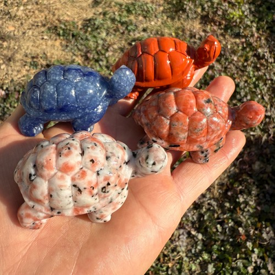#ad 2.3quot;natural Mixing turtle hand carved Quartz Crystal reiki healing random 4pc $102.00