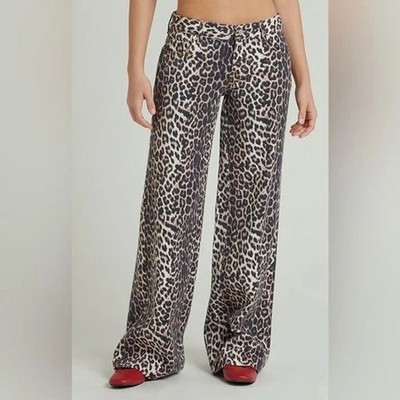 Pacsun Casey Low Rise Baggy Wide Leg Leopard Print Jeans Size 24