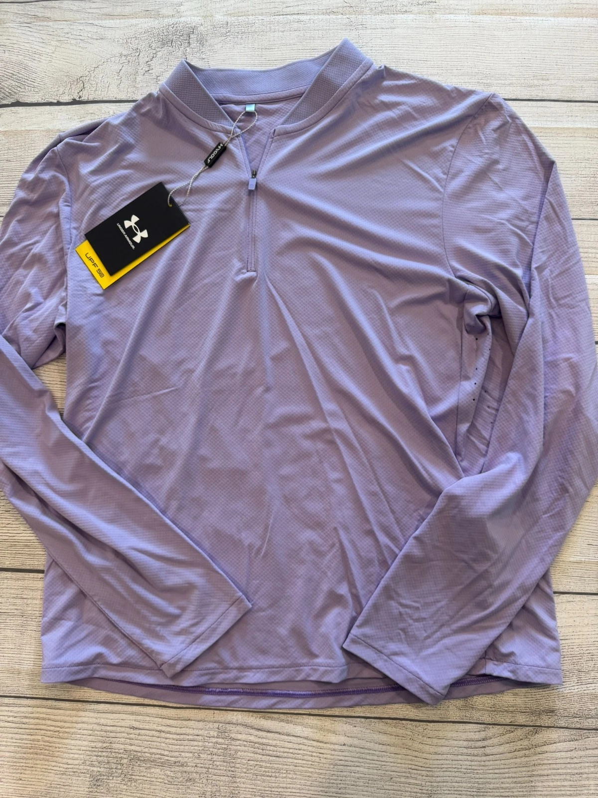 Under Armour Golf Shirt Womens Medium New Drive Chill 1/4 Zip MSRP $90 Purple