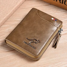 RFID Blocking Leather Wallet Credit Card ID Holder Zipper Purse Waterproof Men's