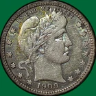 1909 Barber Quarter Very Fine VF Coin #38602