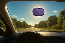 The Miniature Static Cling car Window Sun Glare Blocker for Driver. Sun Shade fo